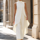 Martyna™ | Elegantiškas jumpsuit plačiomis kelnėmis ir aukšta apykakle
