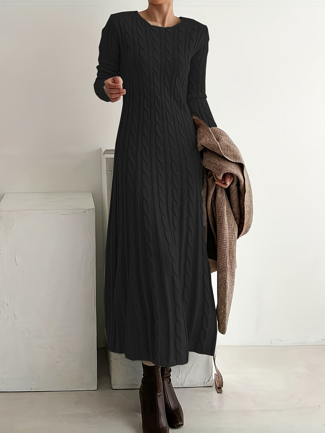Sarah | Comfortable Cable Knit Maxi Dress
