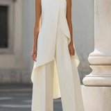 Martyna™ | Elegantiškas jumpsuit plačiomis kelnėmis ir aukšta apykakle