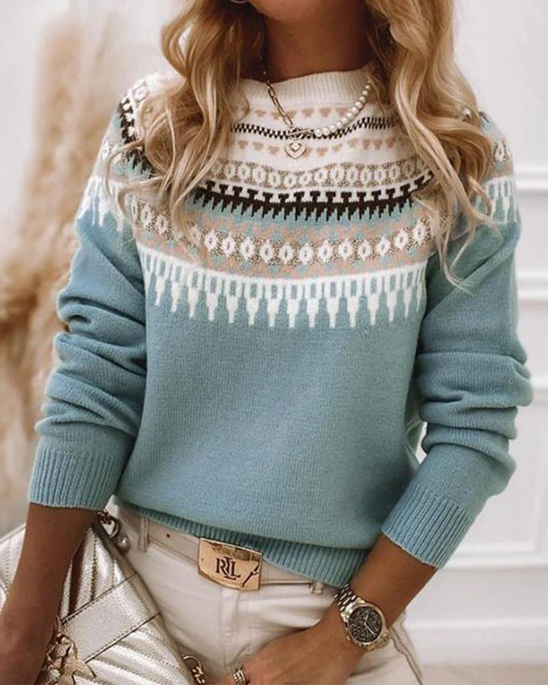 Daphne | Fair Isle Pattern-Yoke Jumper
