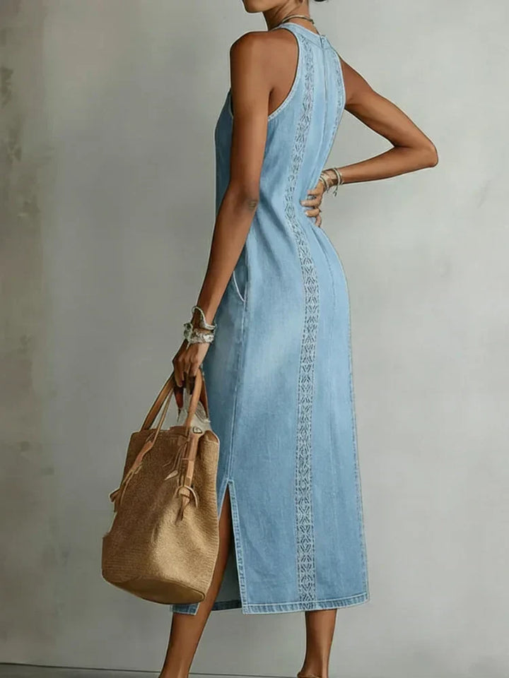 Soline | Denim Dress with Retro Lace