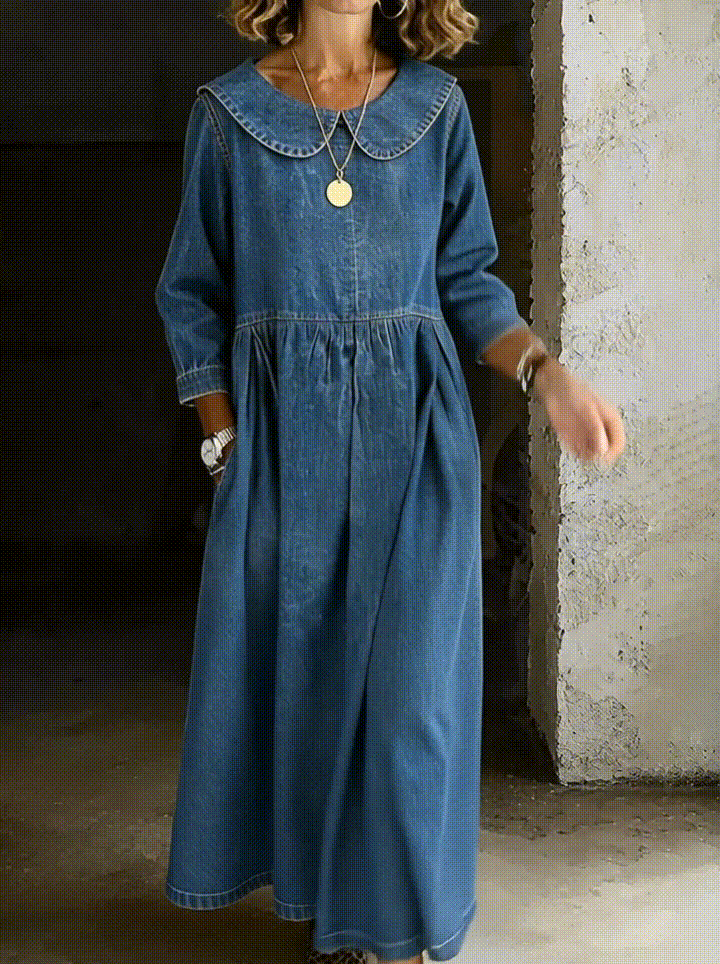 Manon | Denim Dress with Peter Pan Collar