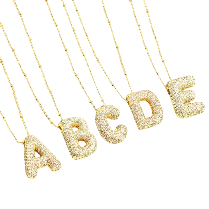 Initial Necklace in Bubble Letters