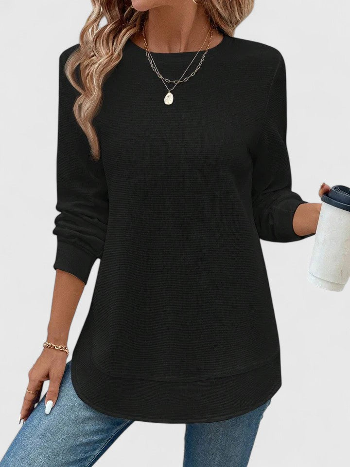 Céline | Elegant Round Neck Long Sleeve Top