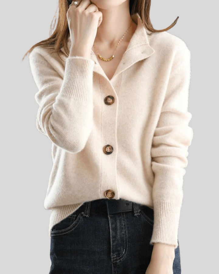 Stéphanie | Retro Style Cashmere Cardigan