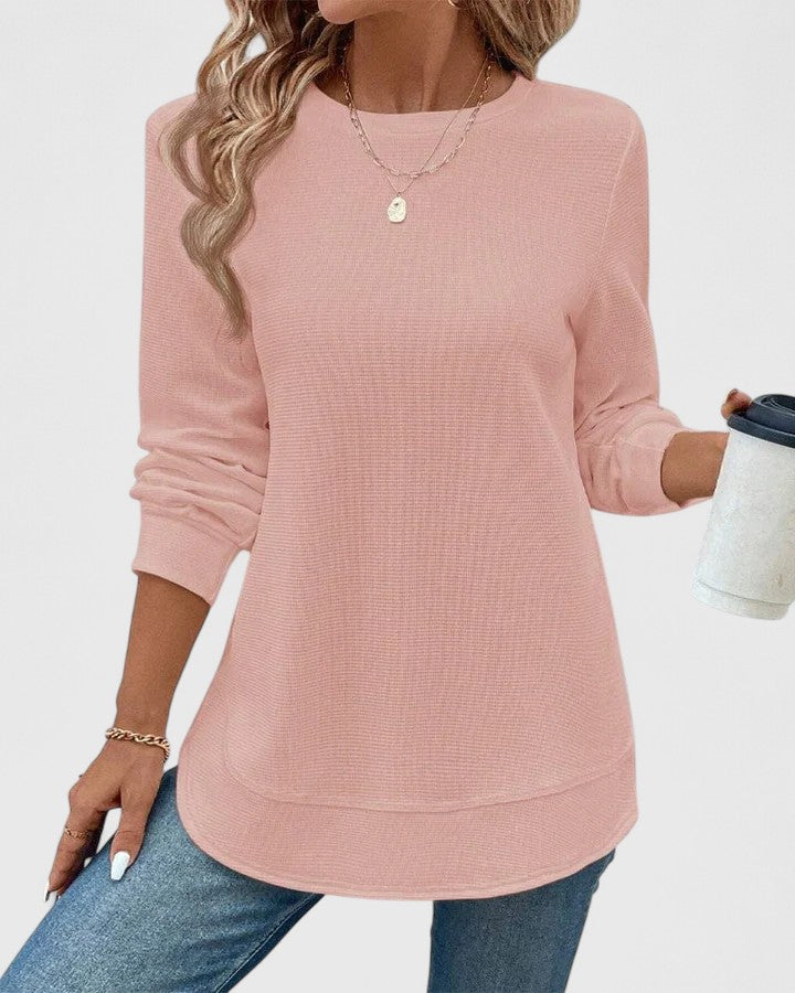 Céline | Elegant Round Neck Long Sleeve Top