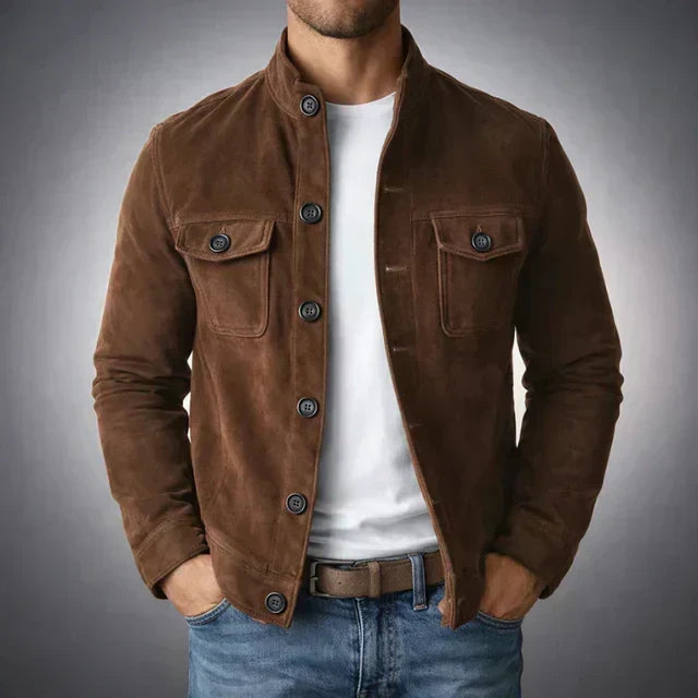 Baptiste | Buttoned Jacket with Suede Effect