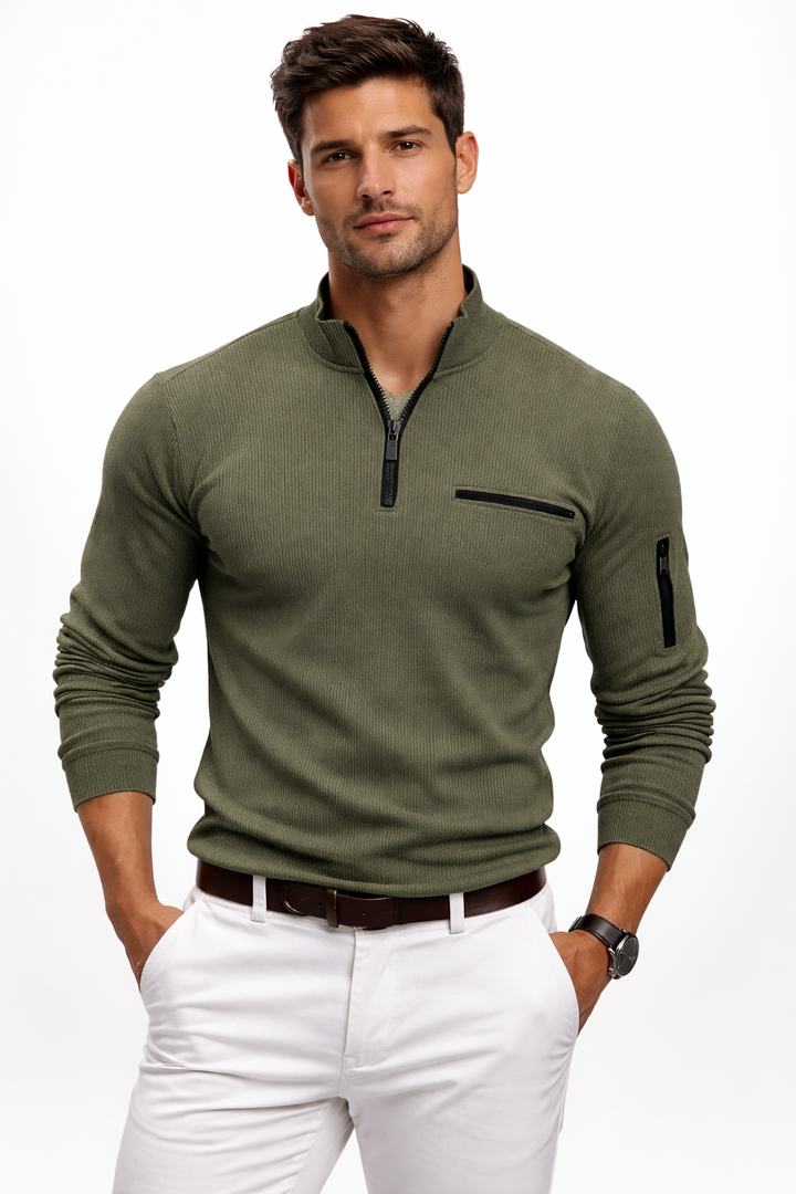 Victor | Elegant Long Sleeve Zip Polo