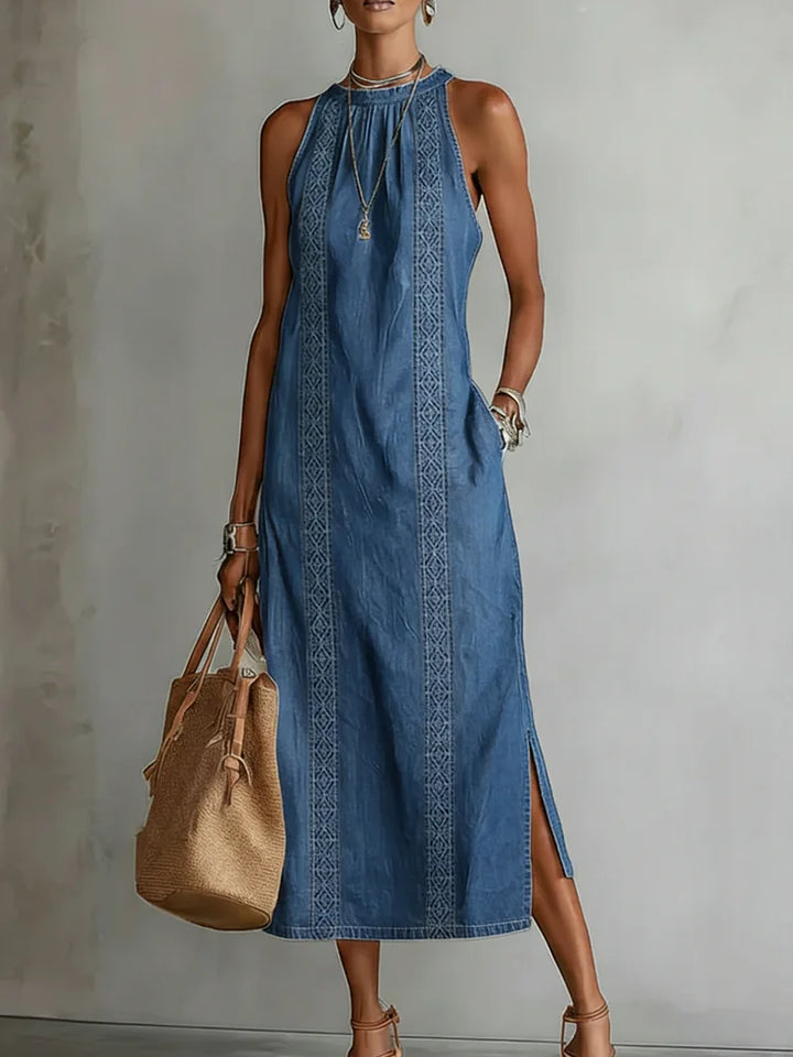 Soline | Denim Dress with Retro Lace