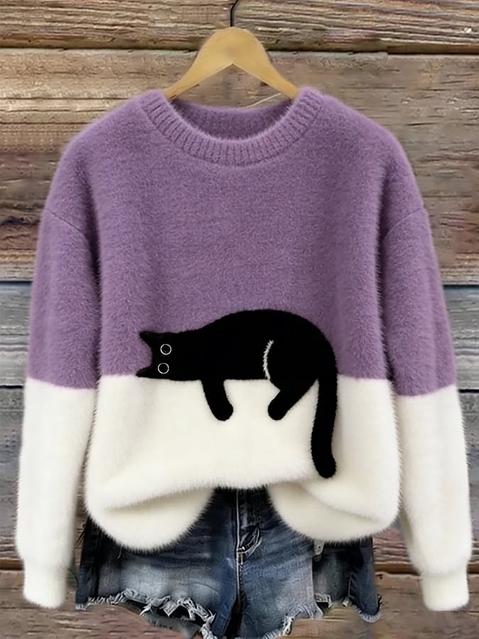 Bonnie | Cat Print Oversized Jumper