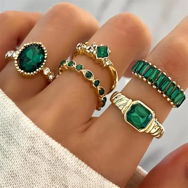 Exquisite Emerald Ring Set Zarina | Gold