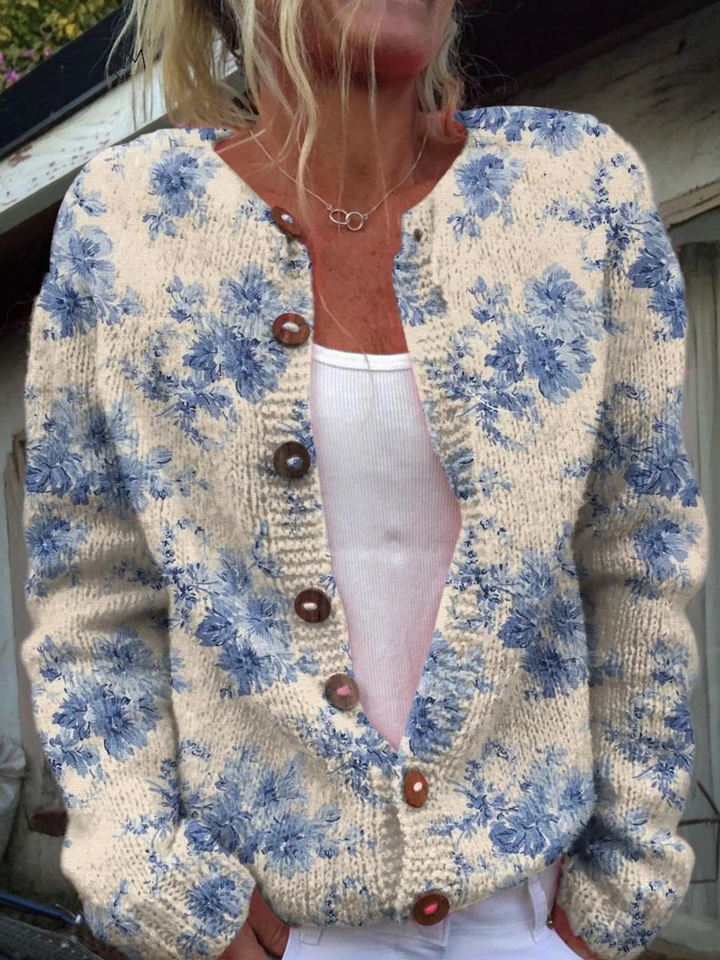 Clodagh | Buttoned Cardigan with Floral Print