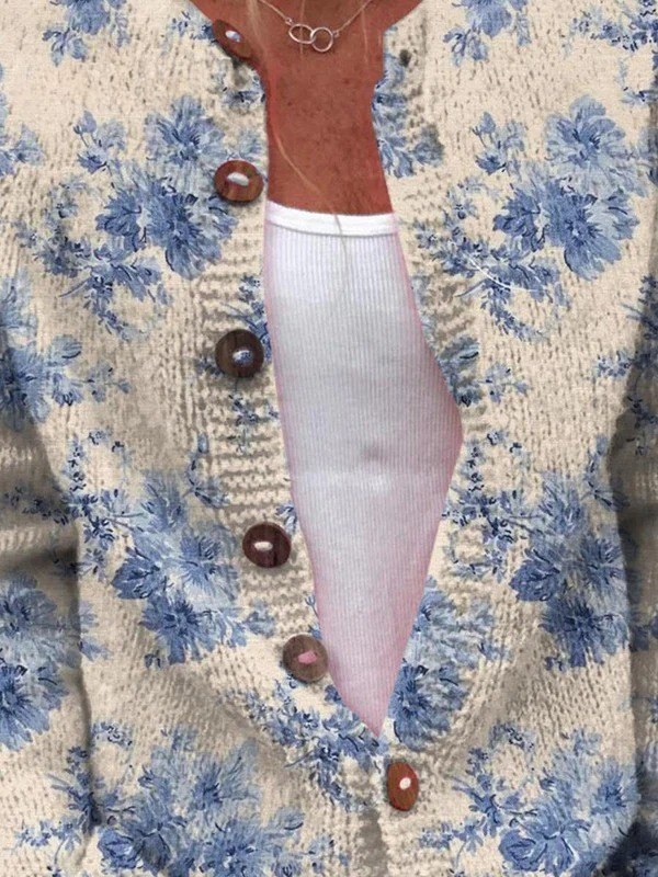 Clodagh | Buttoned Cardigan with Floral Print