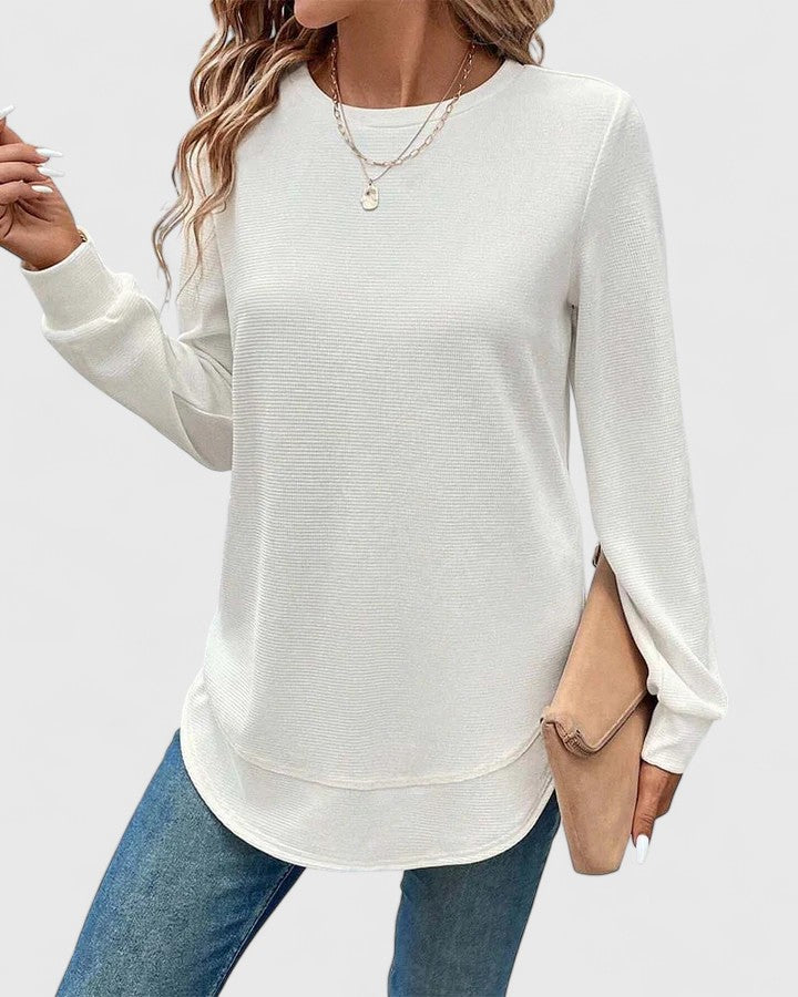 Céline | Elegant Round Neck Long Sleeve Top