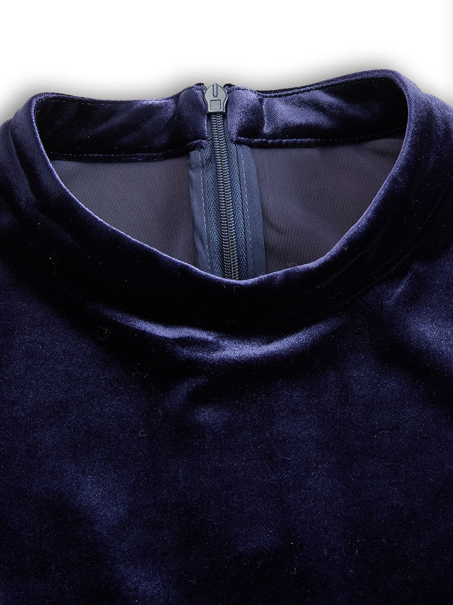 Julie | Navy Blue Midi Dress with Long Sleeves