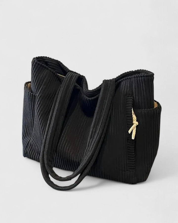 Léa | Sac fourre-tout en ribbed luxueux avec détails en cordon