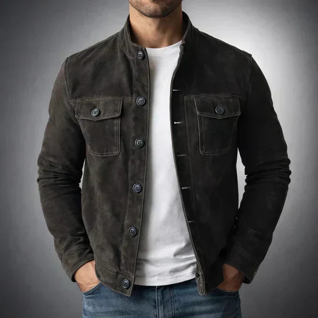 Baptiste | Buttoned Jacket with Suede Effect