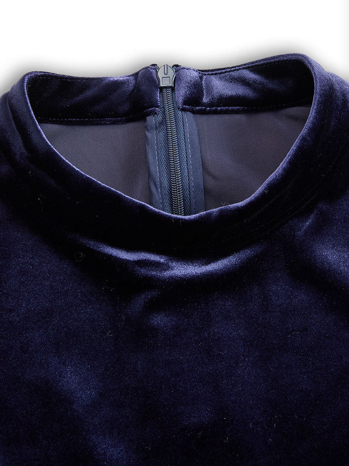Julie | Navy Blue Midi Dress with Long Sleeves