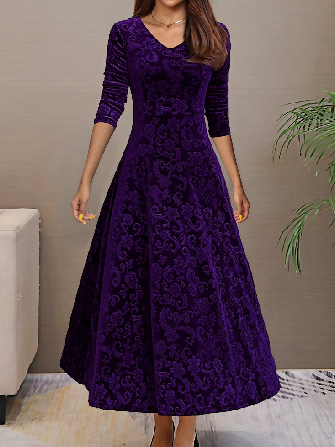 Sandrine | Velvet Elegance Dress for the Festive Season