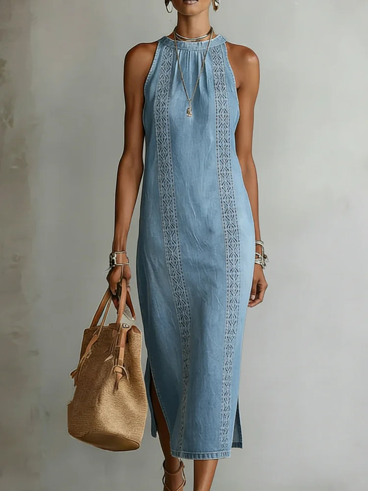 Soline | Denim Dress with Retro Lace