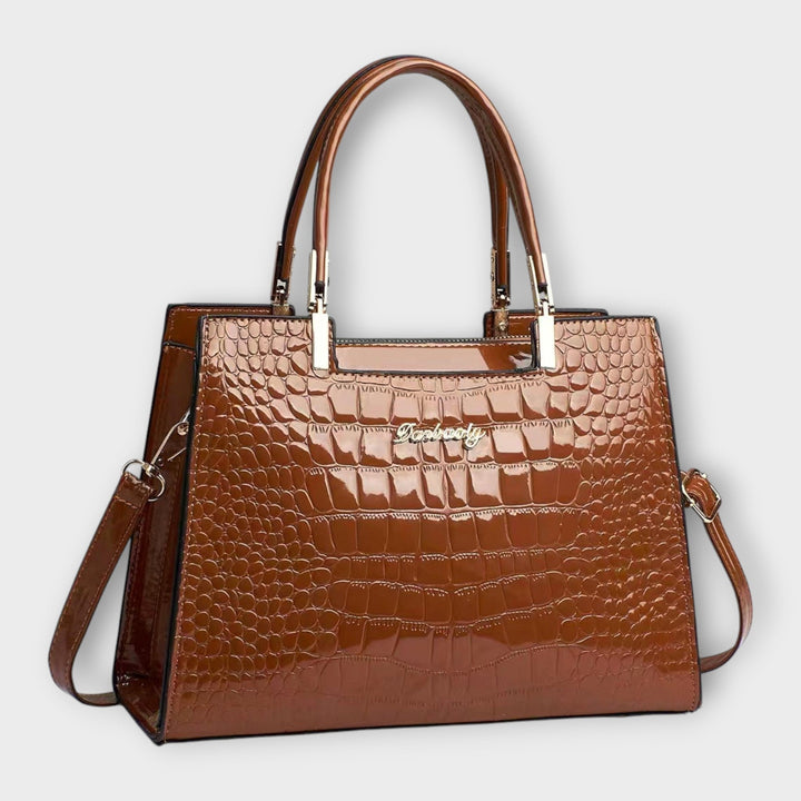 Emilie | Glossy Crocodile Leather Handbag