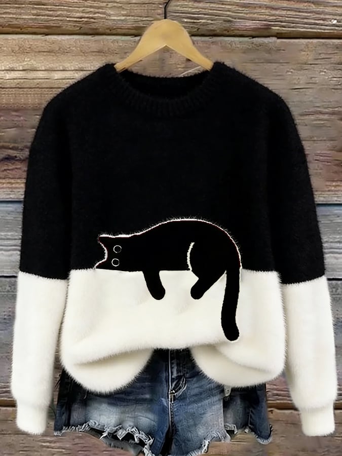 Bonnie | Cat Print Oversized Jumper