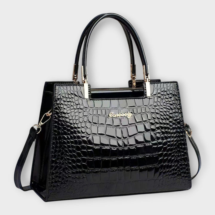 Emilie | Glossy Crocodile Leather Handbag