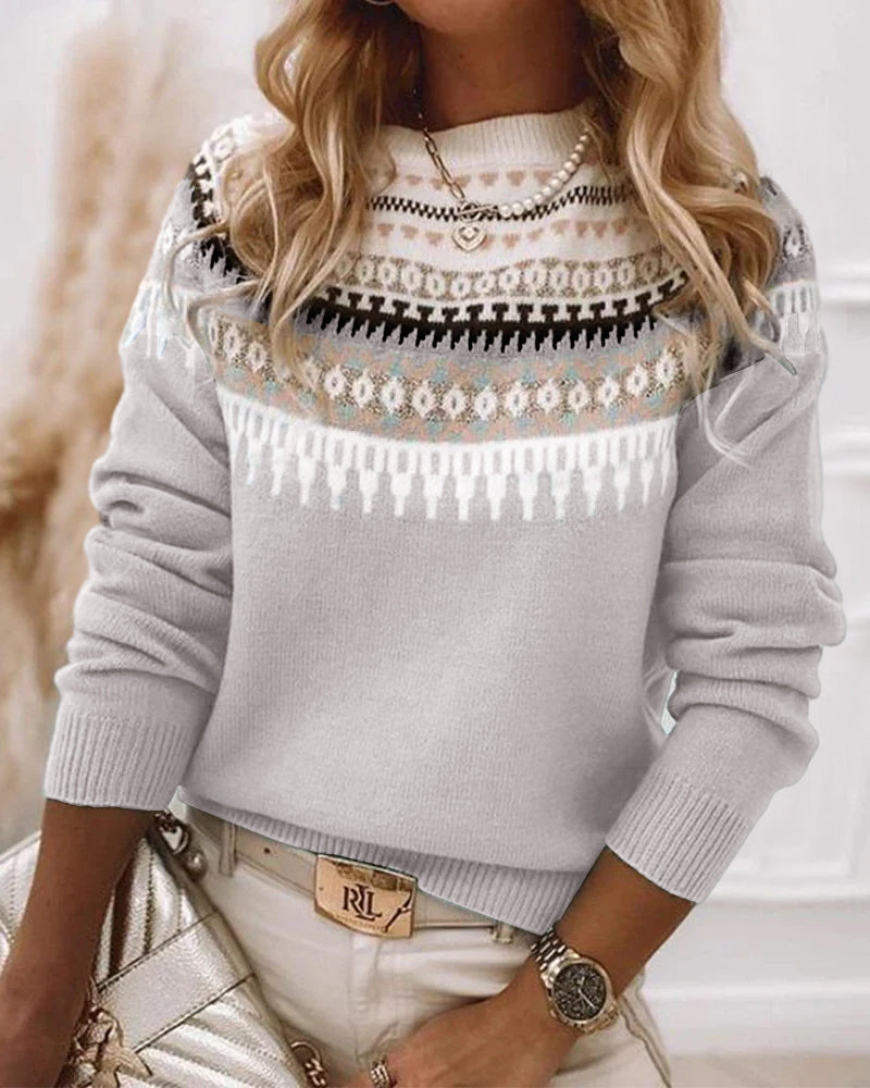 Daphne | Fair Isle Pattern-Yoke Jumper