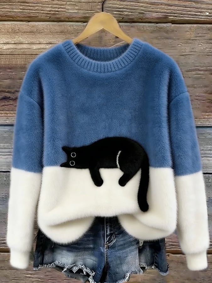 Bonnie | Cat Print Oversized Jumper