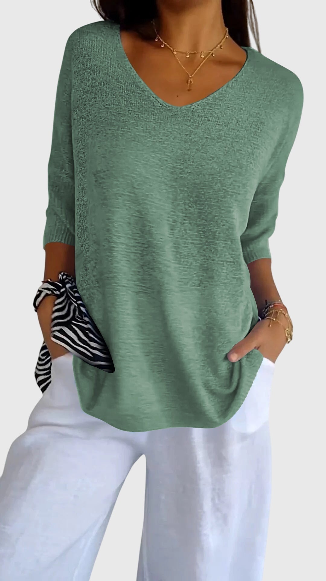Caroline | Elegant V-Neck Top