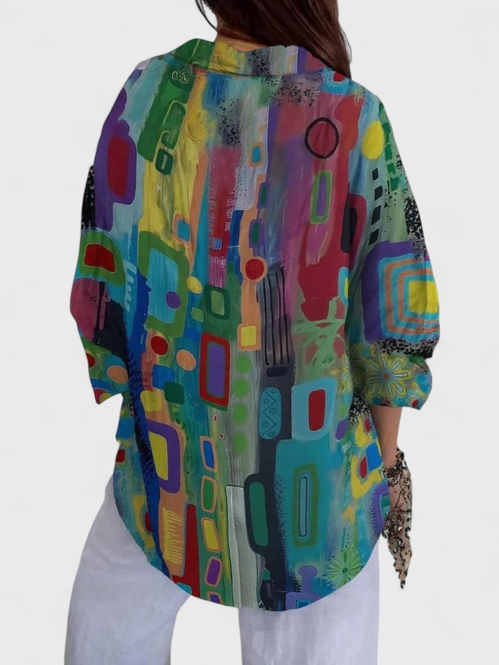 Léa | Elegant Blouse with Geometric Pattern