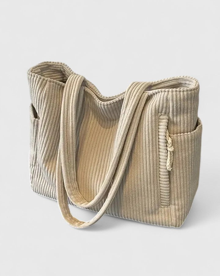 Léa | Sac fourre-tout en ribbed luxueux avec détails en cordon