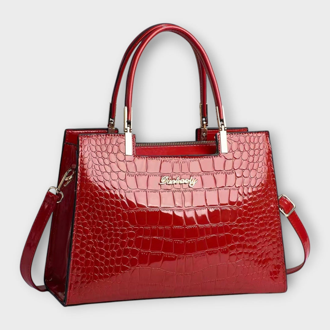 Emilie | Glossy Crocodile Leather Handbag