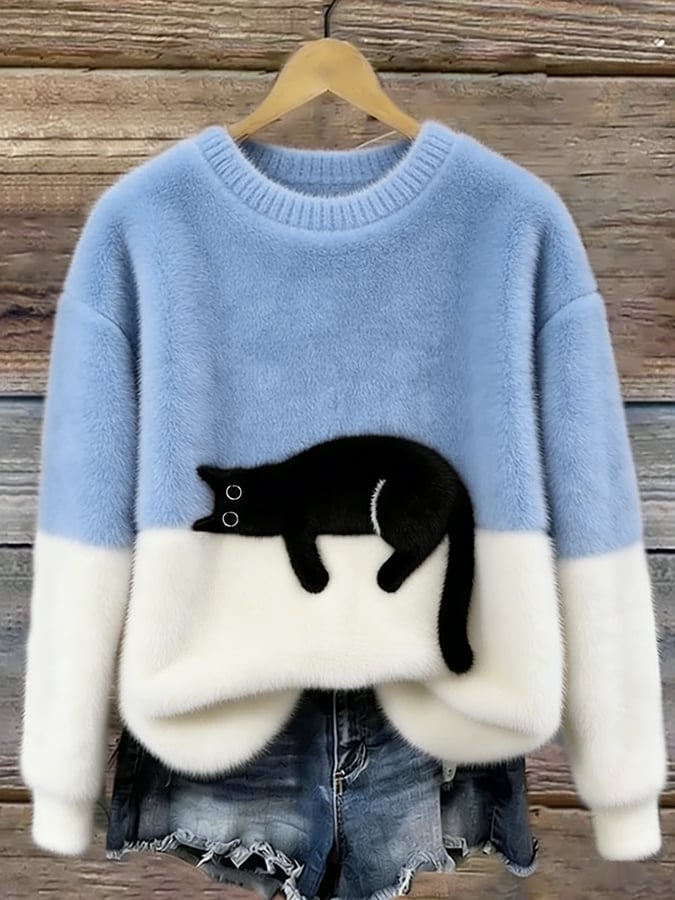 Bonnie | Cat Print Oversized Jumper