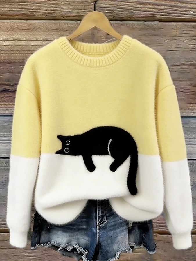 Bonnie | Cat Print Oversized Jumper
