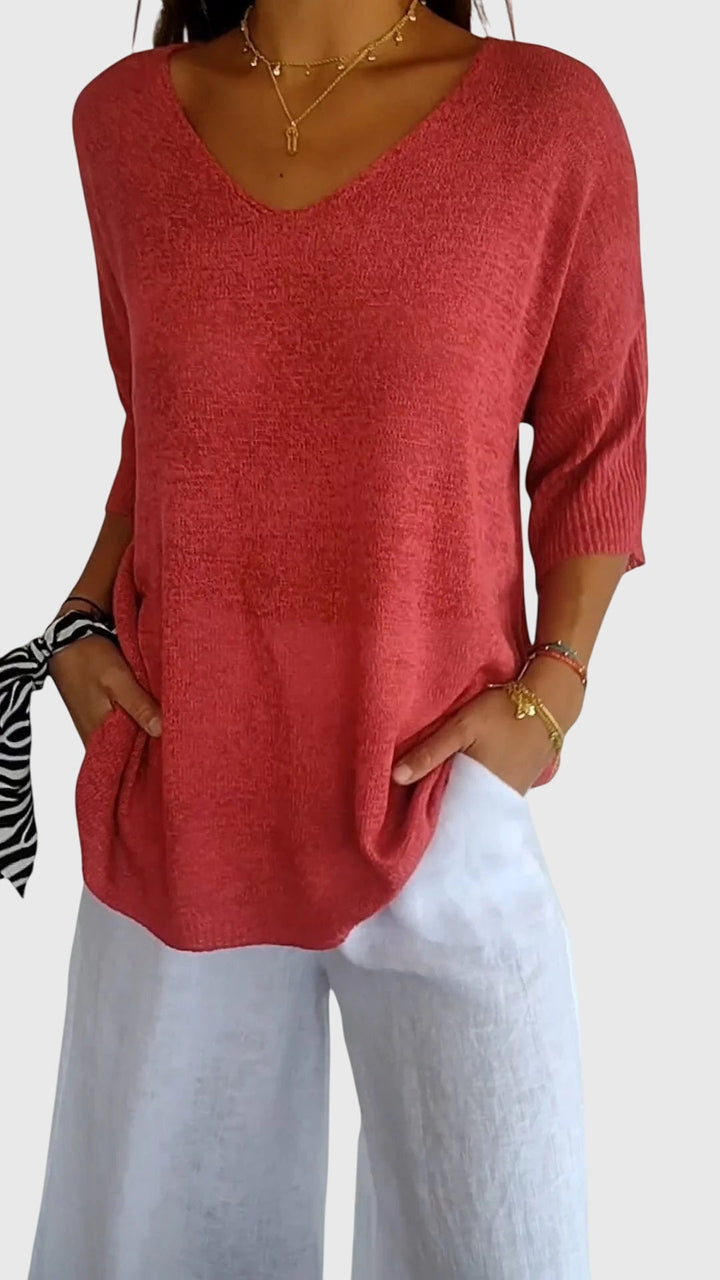 Caroline | Elegant V-Neck Top