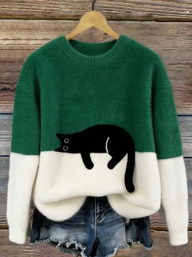 Bonnie | Cat Print Oversized Jumper