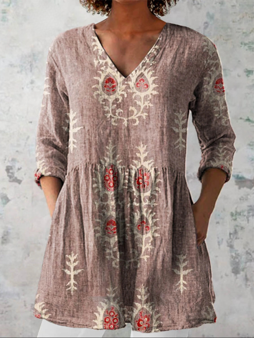 Aoife | Long Blouse with V-Neck