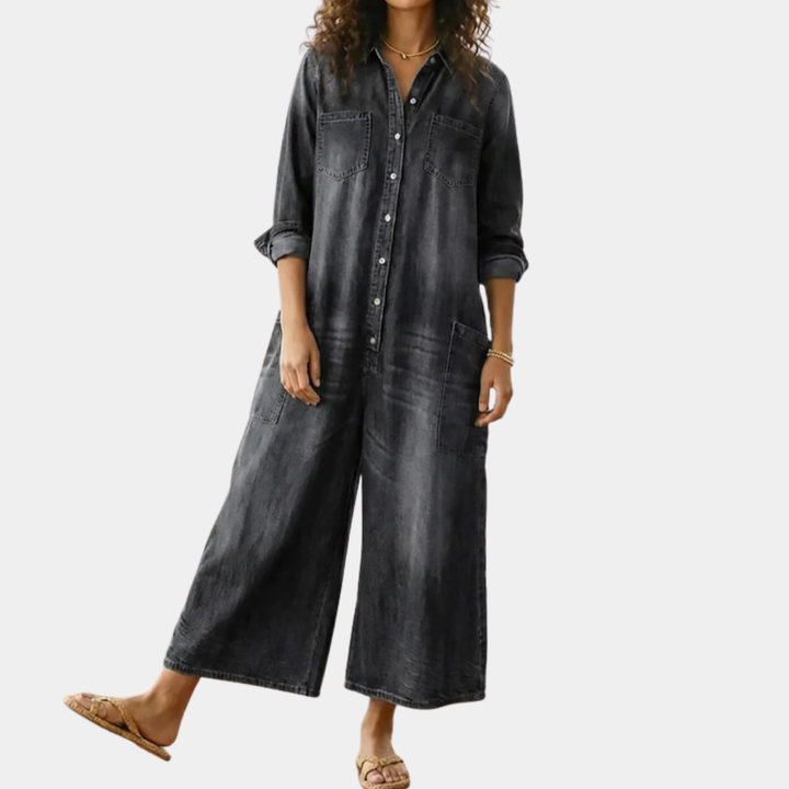 Anaïs | Vintage Denim Button-Up Jumpsuit
