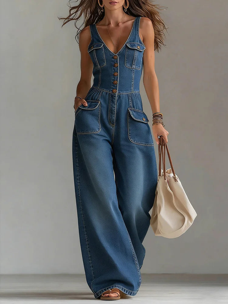 Octavie | Loose Denim Jumpsuit