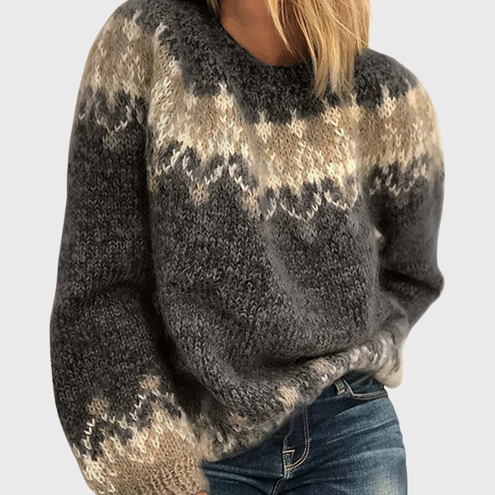 Nikola | Brown Cosy Sweater with Norwegian Pattern