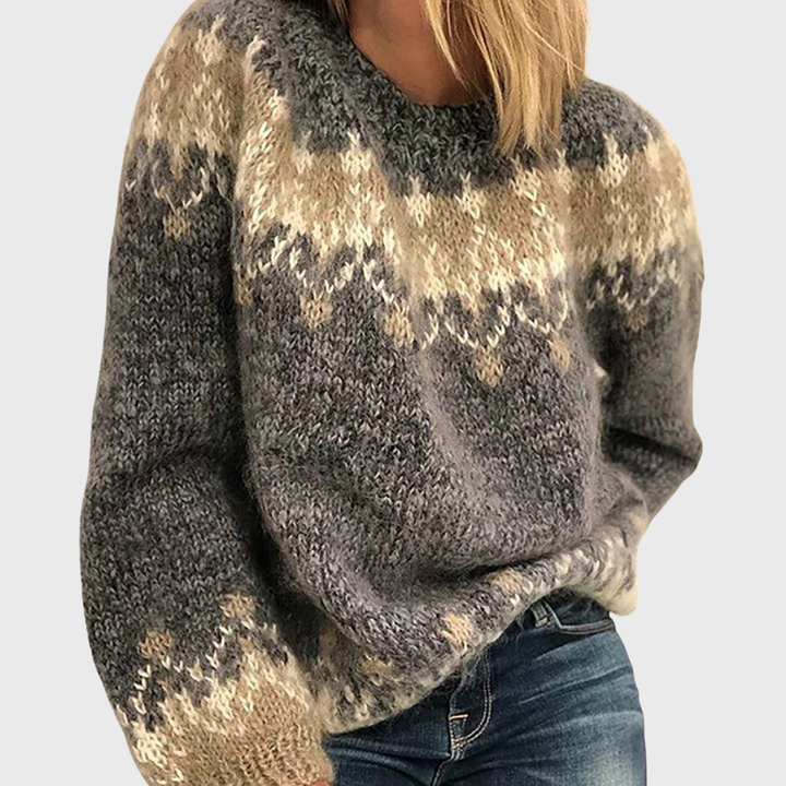 Nikola | Brown Cosy Jumper with Norwegian Pattern