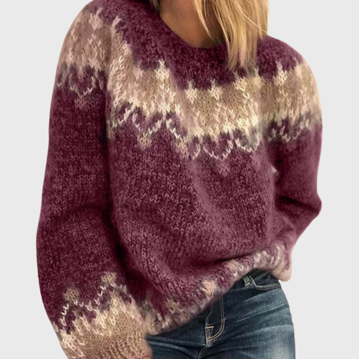 Nikola | Brown Cosy Sweater with Norwegian Pattern