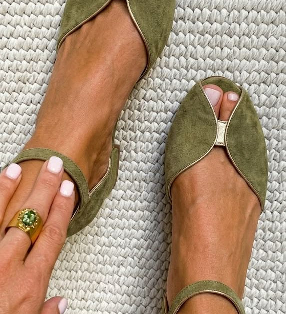 Gabrielė™ | Elegantiškos Šalavijų Žalios Sandalai