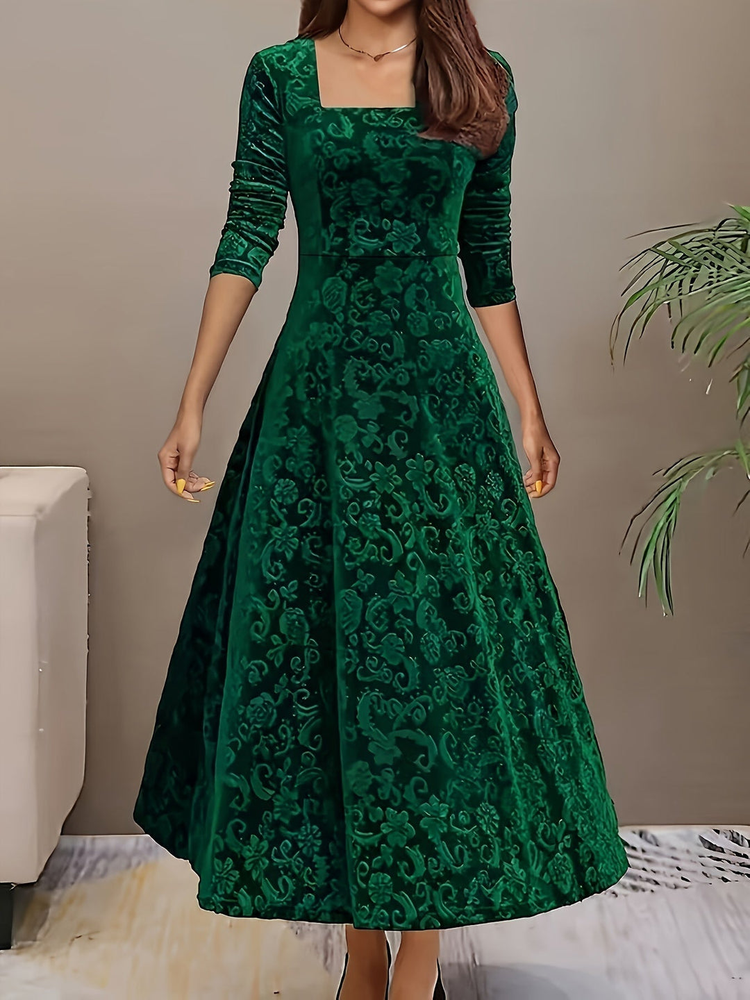 Julie | Elegant Patterned Maxi Dress