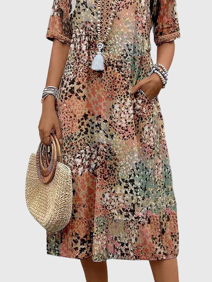 Yvonna | Elegant Floral Midi Dress