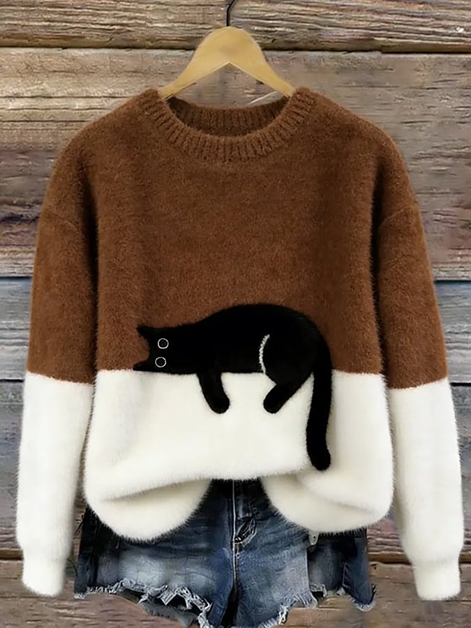 Bonnie | Cat Print Oversized Jumper