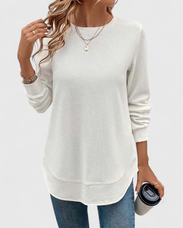 Céline | Elegant Round Neck Long Sleeve Top