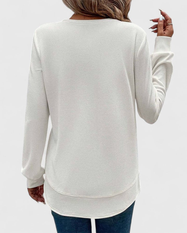 Céline | Elegant Round Neck Long Sleeve Top