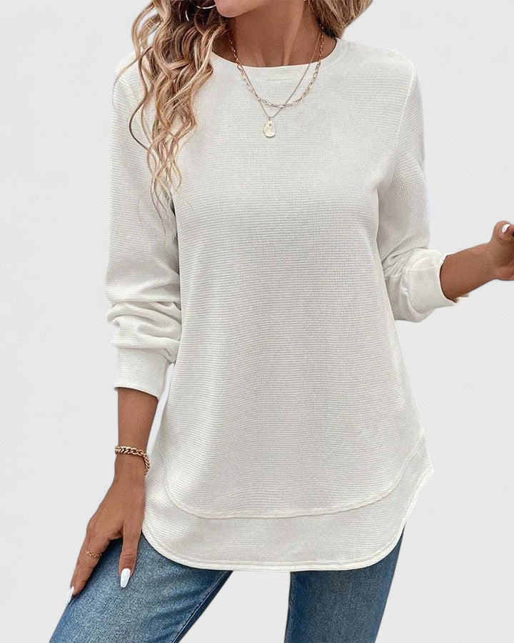 Céline | Elegant Round Neck Long Sleeve Top